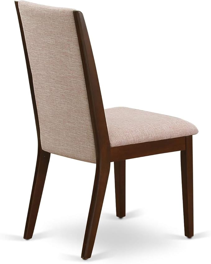 East West Furniture MZLA3-MAH-04 3 Piece Dinette Set for Small Spaces Contains a Rectangle Dining Table with Dropleaf and 2 Light Tan Linen Fabric Parson Chairs, 36x54 Inch, Mahogany