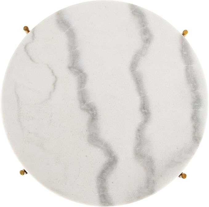 Real Marble top Gold Metal Round 15 in Side End Table with Modern Lightweiht Bedside Small Coffee Table Plant Stand for Living Room Bedroom Small Space
