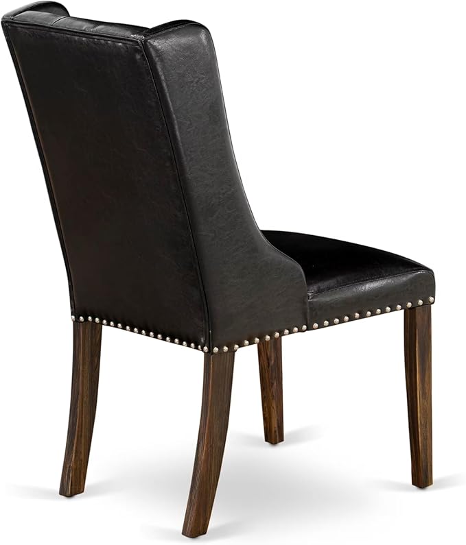 East West Furniture V797FO749-9 9 Piece Dining Room Set Includes a Rectangle Kitchen Table with V-Legs and 8 Black Faux Leather Upholstered Parson Chairs, 40x72 Inch, Multi-Color