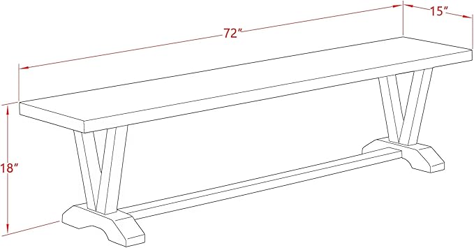 East West Furniture V077CE215-6 6 Piece Modern Dining Table Set Contains a Rectangle Wooden Table and 4 Baby Blue Linen Fabric Upholstered Chairs with a Bench, 40x72 Inch, Multi-Color