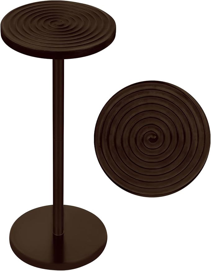 ZYBT Pedestal Side Table,10.24" Natural Wood Round Coffee Table, Drink Table Pedestal, Coffee Tables for Small Spaces, Martini Tables, Round Cocktail Small Side Tables for Living Room(Black)