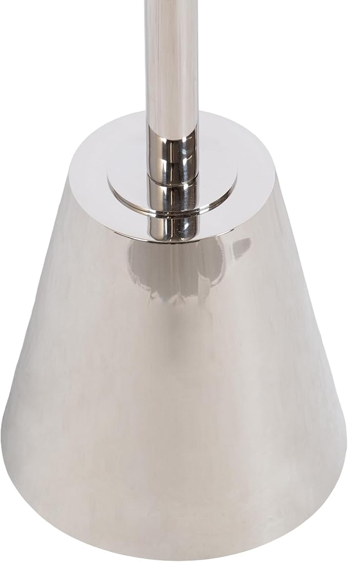 Kate and Laurel Tira Elegant Round Drink Table, 10 x 22, White Marble and Silver, Modern Glam Circle Martini Table for Use as a Small Bedroom Nightstand or Living Room Plant Stand Option