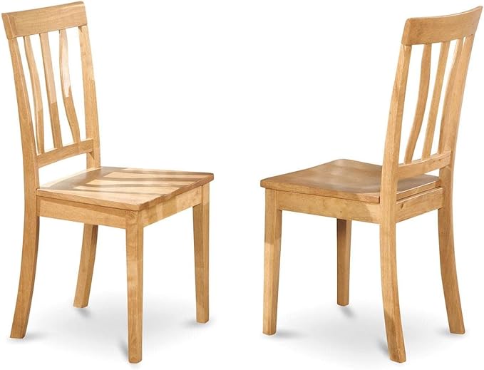 East West Furniture DLAN3-OAK-W 3 Piece Dinette Set for Small Spaces Contains a Round Dining Table with Dropleaf and 2 Dining Room Chairs, 42x42 Inch, Oak