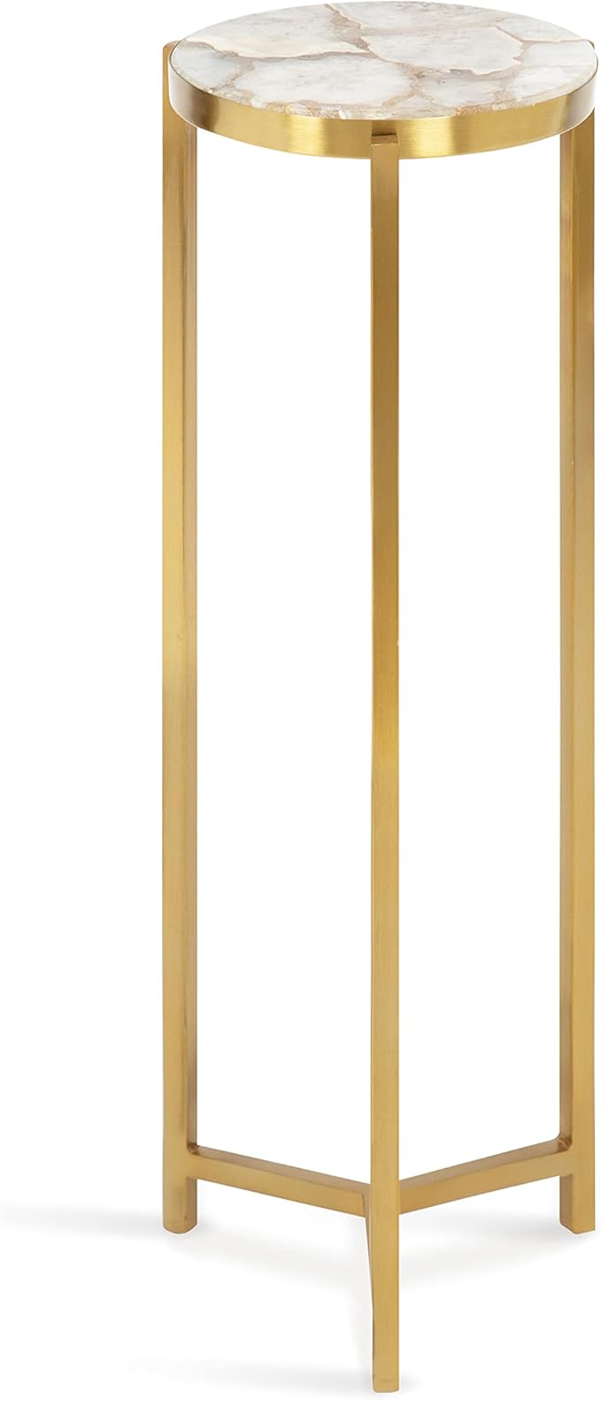 Kate and Laurel Aguilar Modern Drink Table; 9 x 9 x 23; Natural Stone and Gold; Genuine Quartz Accent Table for Small Spaces