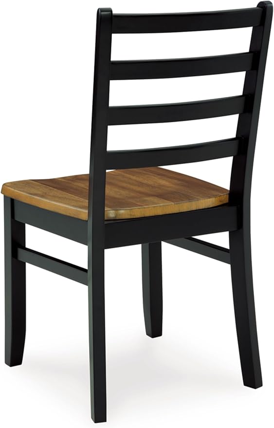 Signature Design by Ashley Blondon Rustic Chevron Dining Table and 6 Chairs, Set of 7, Black & Light Brown