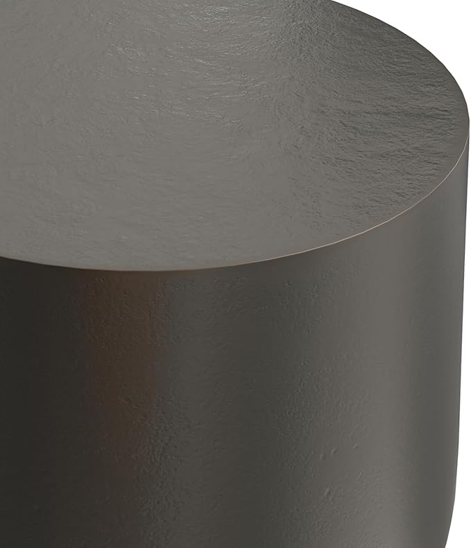 SIMPLIHOME Anthony Cast Aluminum Side Table in Antique Bronze/Brass, 13.75-inch Round, 20-inch Tall, Industrial Vintage Design for Living Room