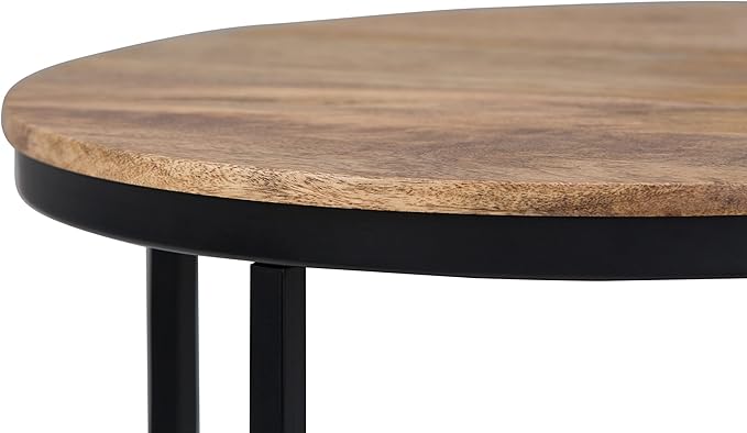 SIMPLIHOME Jenna Industrial 18 inch Wide Metal Round Accent Side Table in Natural for the Living Room and Bedroom