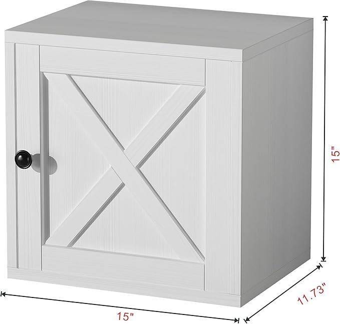 FUSUNBAO Magic DIY Cube Storage Organizer Stackable Cubes for Home Books Clothes Toy-Modular Cubby Storage System-Office Cubical-Bookcase Closet (Pure White-Washed, Door Cube)