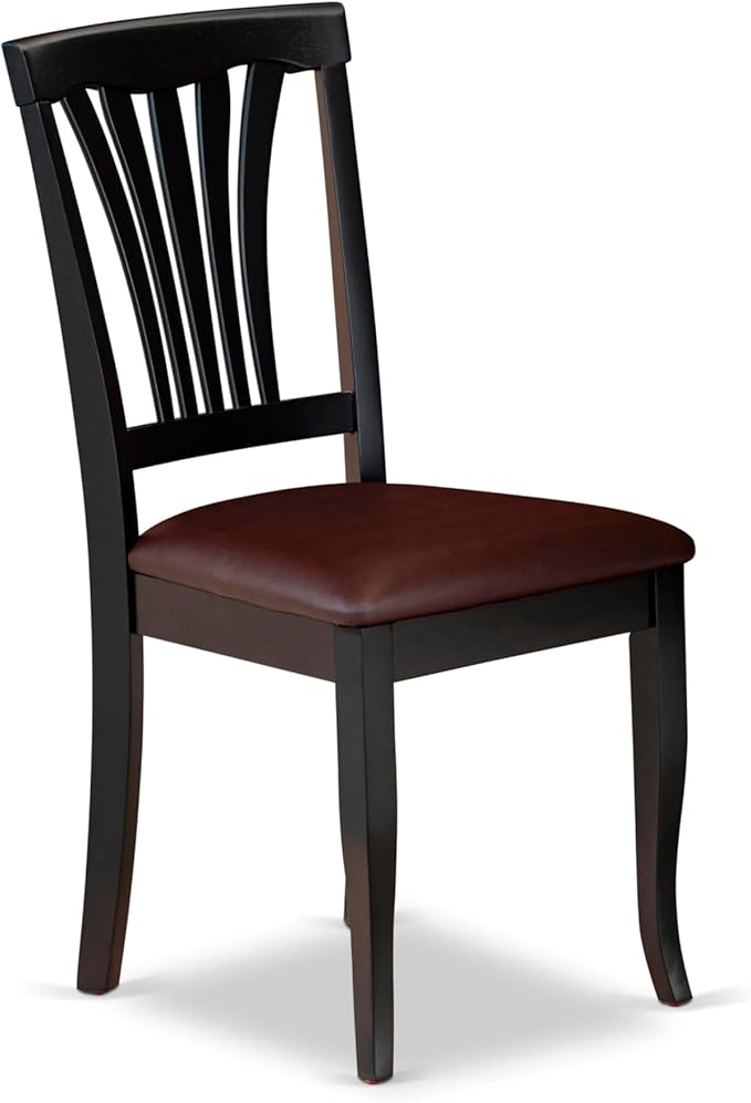 East West Furniture DLAV3-BCH-LC 3 Piece Modern Dining Table Set Contains a Round Wooden Table with Dropleaf and 2 Faux Leather Kitchen Dining Chairs, 42x42 Inch, Black & Cherry