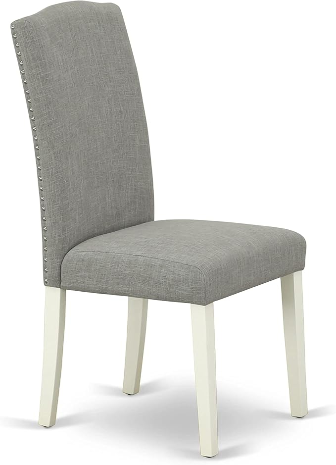 East West Furniture X077EN206-7 7 Piece Modern Dining Table Set Consist of a Rectangle Wooden Table with X-Legs and 6 Dark Shitake Linen Fabric Upholstered Chairs, 40x72 Inch, Multi-Color