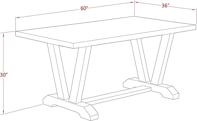 East West Furniture V626VE650-5 5 Piece Dining Set Includes a Rectangle Dining Room Table with V-Legs and 4 Dark Gotham Linen Fabric Parson Chairs, 36x60 Inch, Multi-Color