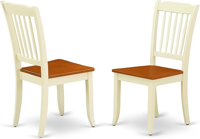 East West Furniture DODA5-BMK-W 5 Piece Dining Set Includes a Rectangle Dining Room Table with Butterfly Leaf and 4 Wood Seat Chairs, 42x78 Inch, Buttermilk & Cherry