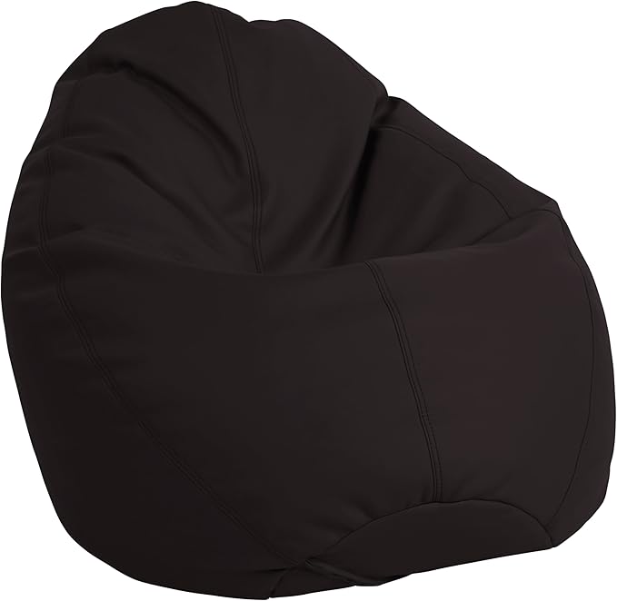 FDP SoftScape Dew Drop Bean Bag Chair with Supportive High-Back Design, For Kids, Teens and Adults, Alternative Seating for Dorms, Schools, Libraries, Daycares or Home - Black