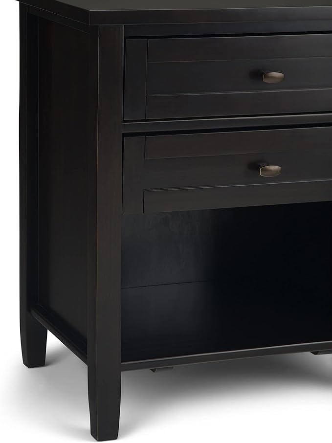 SIMPLIHOME Warm Shaker SOLID WOOD 24 Inch Wide Transitional Bedside Nightstand Table in Hickory Brown, For the Living Room and Bedroom