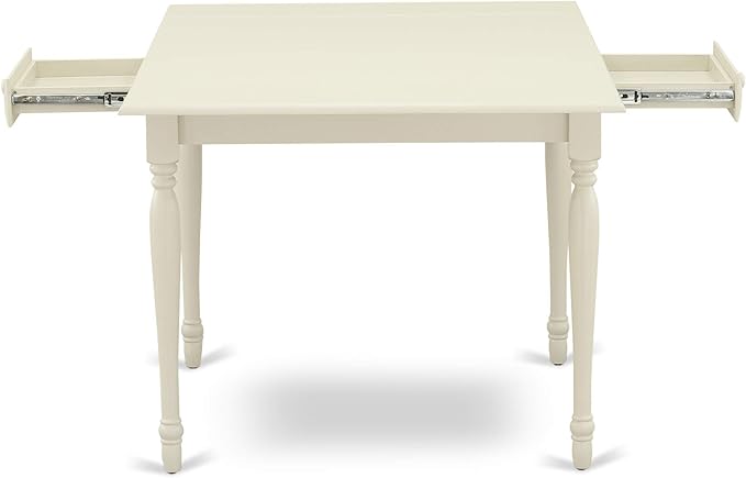 East West Furniture MZGR5-LWH-W 5 Piece Dining Set Includes a Rectangle Dining Room Table with Dropleaf and 4 Kitchen Chairs, 36x54 Inch, Linen White