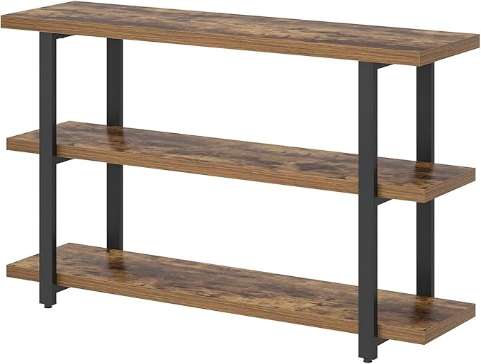 FOLUBAN Sofa Table, Wood Entryway Table with Storage Shelves for Living Room, Modern Console Tables for Hallway, Entrance, or Behind Couch, Rustic Brown, 47 Inch