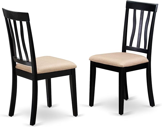 East West Furniture HLAN5-CAP-C 5 Piece Kitchen Table Set for 4 Includes a Round Dining Table with Pedestal and 4 Linen Fabric Dining Room Chairs, 42x42 Inch, Cappuccino