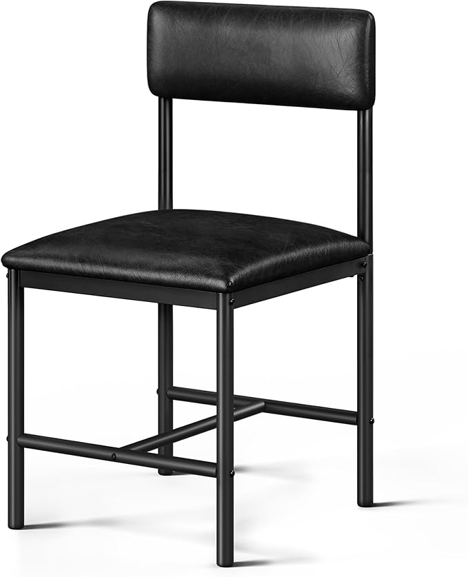 DWVO Dining Room Chairs Set of 4 Black Modern Upholstered Dining Chairs Faux Leather Restaurant Chairs with Metal Legs for Living Room Kitchen 4 Pack, Black