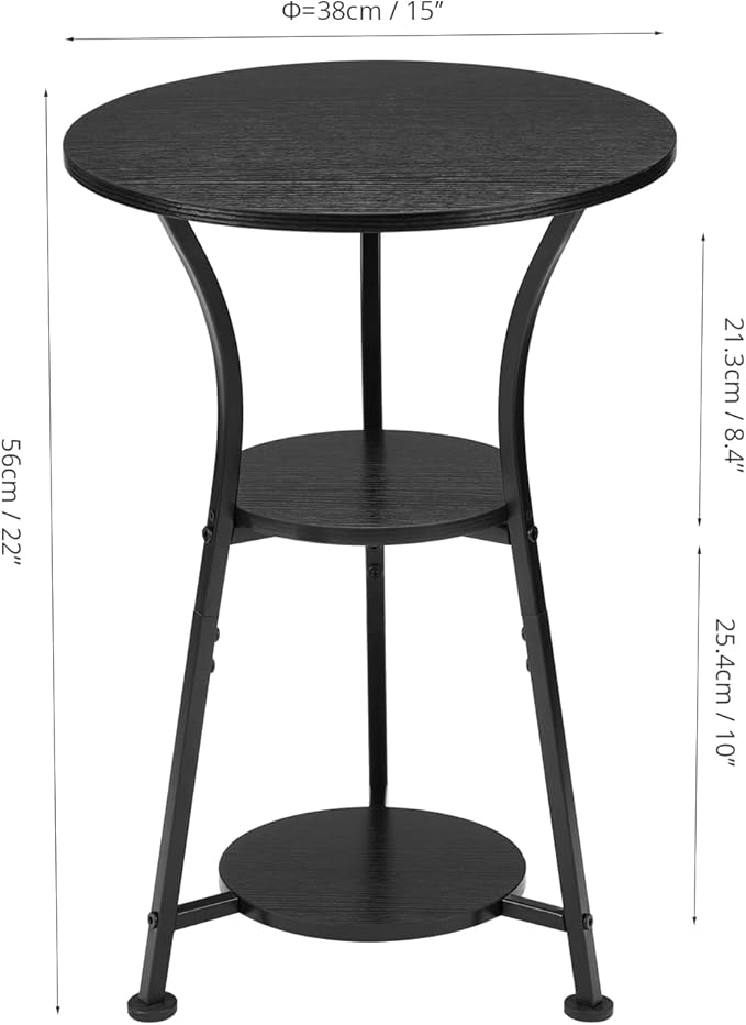 Dulcii Small Round End Table for Narrow and Small Space, 3-Tier Round Accent Couch Beside Table, Modern Side Table Corner Sofa Table Nightstand for Living Room Bedroom,Black