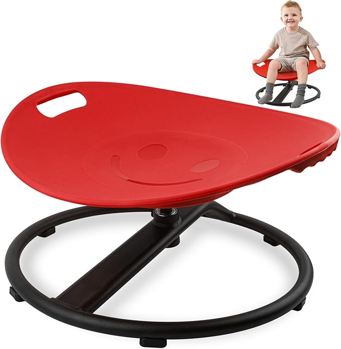 Sensory Spinning Chair for Kids, Sensory Swivel Chair with Handles for Autistic Kids, Training Body Coordination and Balance, Sit and Spin Toys for Autism Toddlers and ADHD Children, Red