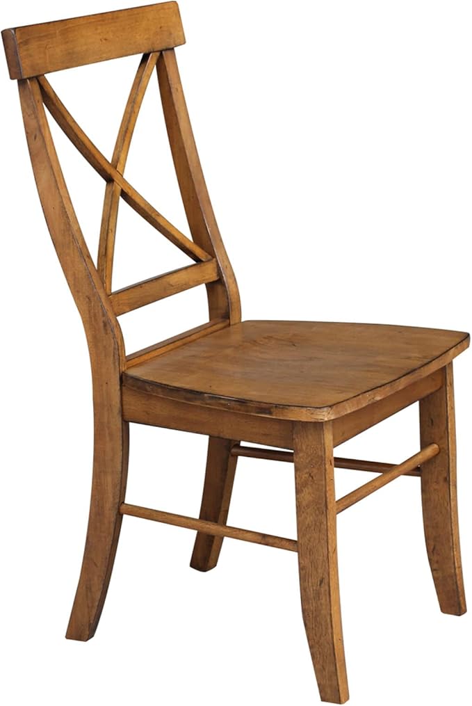 International Concepts Set of Two X-Back Dining Chair, Pecan