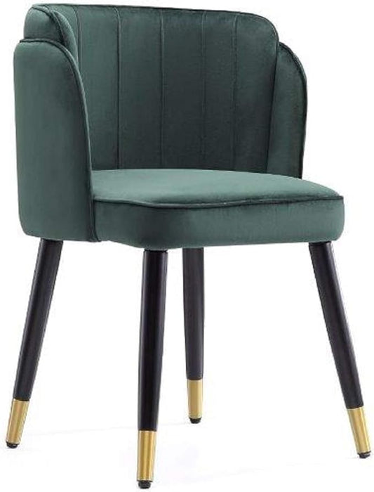 Manhattan Comfort Zephyr Modern Velvet Dining Chair, Solid Wood Frame with Gold-Tipped Splayed Legs, High Density Foam Padding, Vintage Design, Tulip Inspired Accent Furniture, Hunter Green