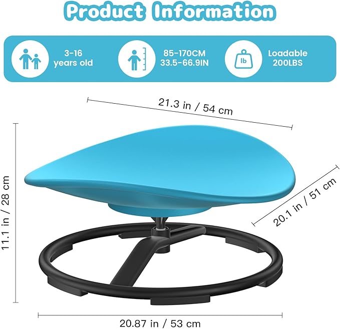 Spinning Chair for Autistic Kids, Sensory Chair for Autistic Children, Training Body Coordination, No Assembly Required, Sensory Swivel Chairs for Kids with Non-Slip Design