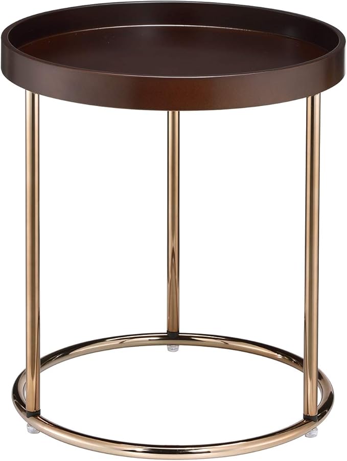 Genoa Round Tray Table with Metal Frame, Espresso