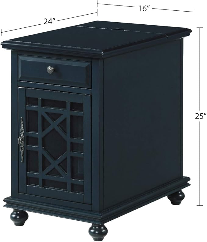 Martin Svensson Home Elegant Chairside End Table with Power, Catalina Blue