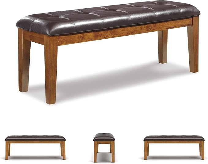 Signature Design by Ashley Ralene Tufted Upholstered Dining Room Bench, Medium Brown