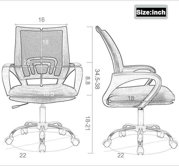 BestOffice Office Chair Ergonomic Cheap Desk Chair Mesh Computer Chair Lumbar Support Modern Executive Adjustable Stool Rolling Swivel Chair for Back Pain (Grey)