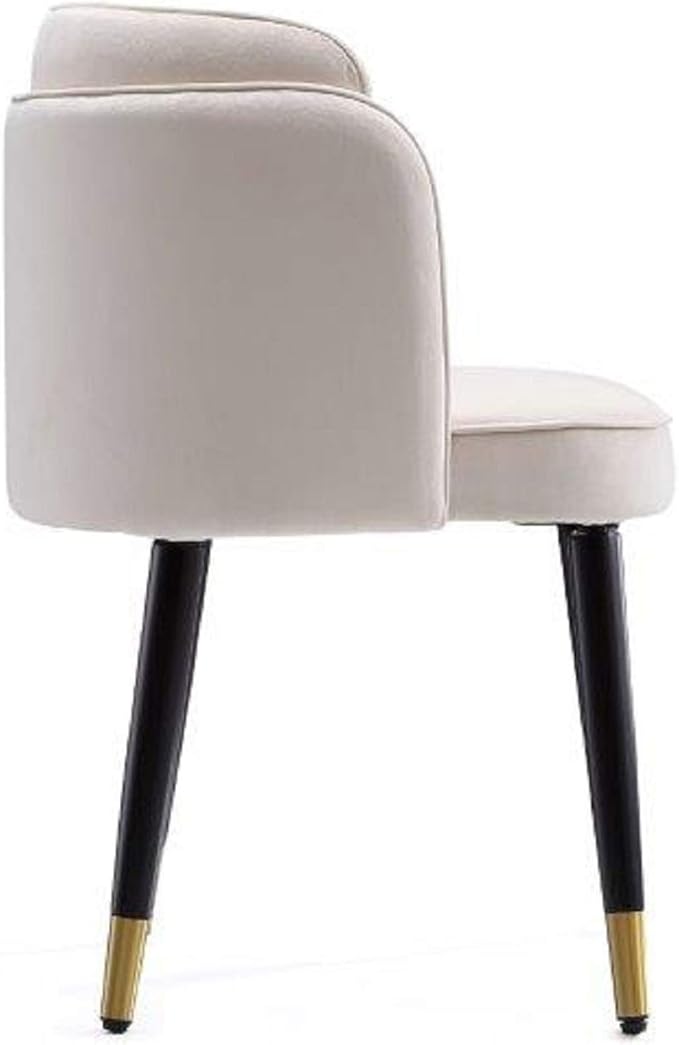 Manhattan Comfort Zephyr Modern Velvet Dining Chair, Solid Wood Frame with Gold-Tipped Splayed Legs, High Density Foam Padding, Vintage Design, Tulip Inspired Accent Furniture, Cream