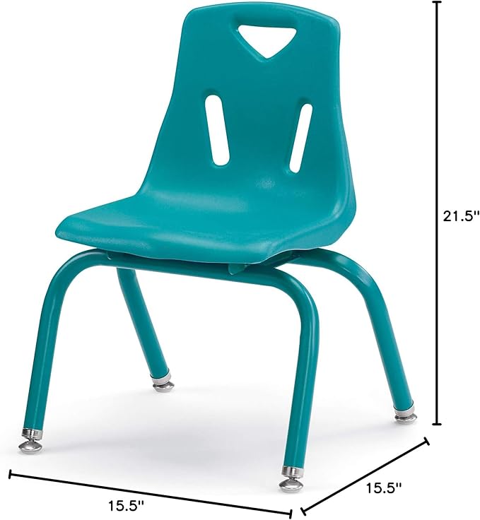 Berries Jonti-Craft 8122JC6005 Stacking Chairs with Powder-Coated Legs, 12" Height, Teal, Pack of 6