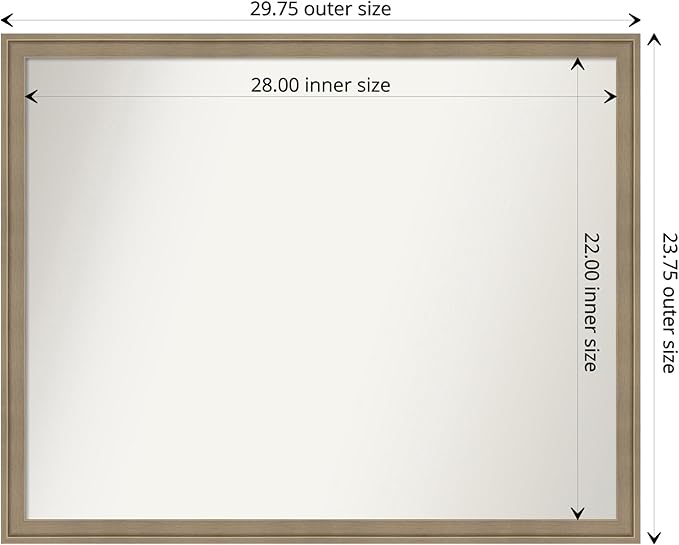 Amanti Art Grey Bathroom Mirror for Over Sink, 24x30 Florence Grey Rectangle Vanity Mirror, Large Casual Frame, Hangs Horizonally and Vertically, Bathroom Wall Decor, Non-Beveled Edge from WI, USA