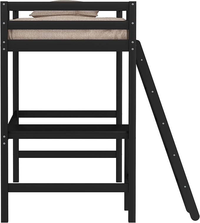 Hillsdale Caspian Youth Solid Wood Twin Loft Bed for Kids Room, Black