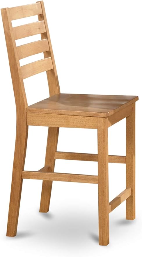East West Furniture JACF5-OAK-W 5 Piece Counter Height Dining Set Includes a Round Dining Table with Pedestal and 4 Kitchen Chairs, 36x36 Inch, Oak
