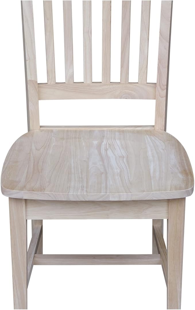 Set of 2 Mission Side Chairs 39.2"H, Solid Parawood Kitchen Dining Furniture, Stylish Comfortable Chairs for Dining Room, Paint or Stain to Match Your Decor, Unfinished