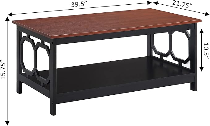 Convenience Concepts Omega Coffee Table, Cherry Top / Black Frame