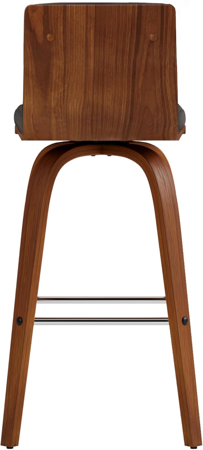 Armen Living Vienna 26" Swivel Counter Stool in Walnut Wood Finish with Gray Faux Leather - Set of 3