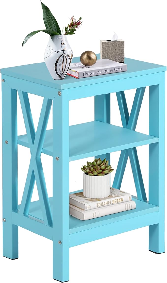 VECELO Modern Nightstands X-Design Side End Table Night Stand with Storage Shelf for Bedroom,Living Room,