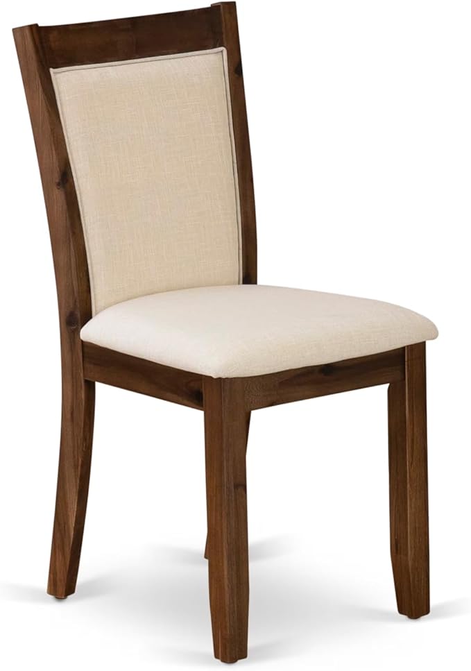 East West Furniture V777MZN32-7 7 Piece Dining Room Table Set Consist of a Rectangle Dining Table with V-Legs and 6 Light Beige Linen Fabric Upholstered Chairs, 40x72 Inch, Multi-Color