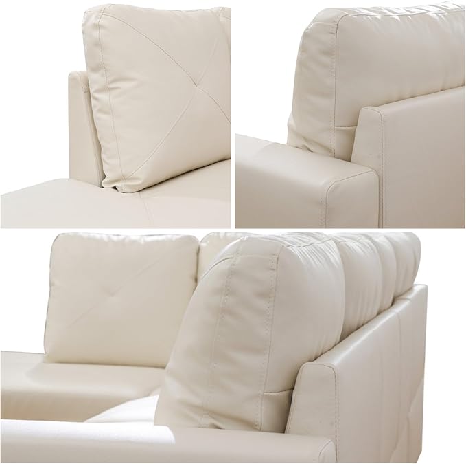 L-Shaped Sectional Sofa, Modern Sectional Couches Home Sofas for Living Room with Movable Chaise, Modular Living Room Sets Furniture for Apartment Bedroom & Office, White