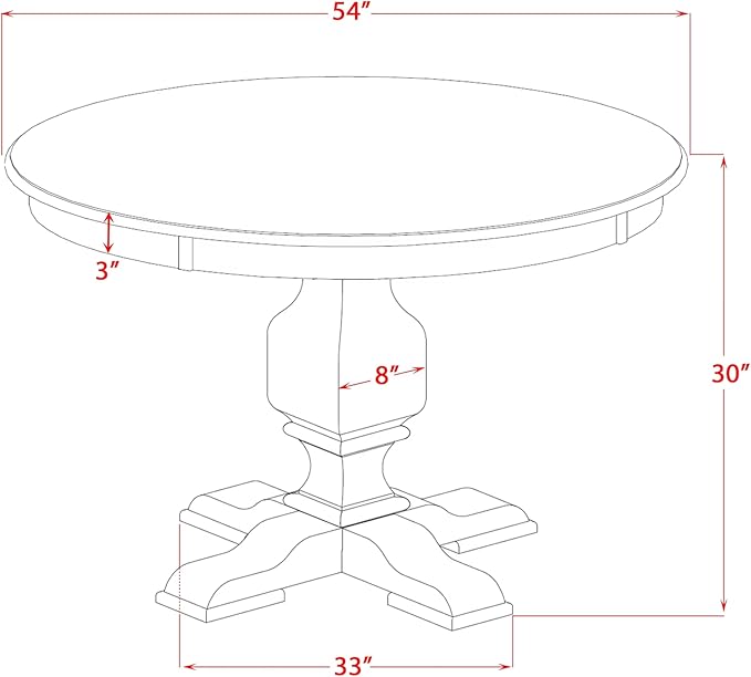 F53-0N-TP - Modern Dining Table with Acacia Wood Round Tabletop, Antique Walnut Finish