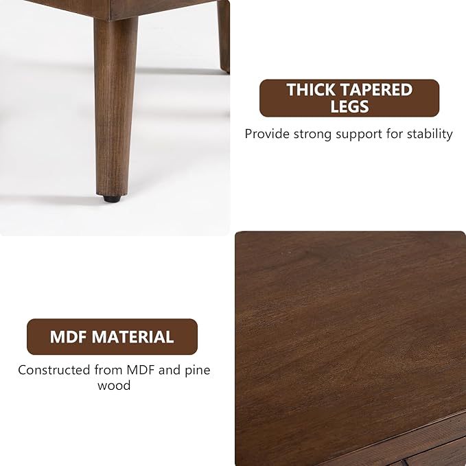 COSIEST Modern End Table w Honeycomb Pattern, Mid-Century Nightstand w Storage Drawer, Small Wood Accent End Table for Bedroom, Living Room(Brown,2 Pieces)