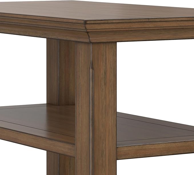 SIMPLIHOME Acadian 14-inch Wide Solid Wood Narrow End Table in Rustic Natural Aged Brown, Transitional-Style Side Table for Living Room, Bedroom, or Family Room with 2 Open Shelves
