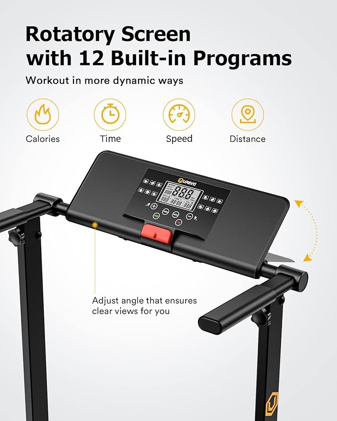 UREVO Treadmill with Desk Workstation, Walking Pad Treadmills for Home Office, Under Desk Compact Design Treadmill with HIIT Programs, Remote Control, LED Display