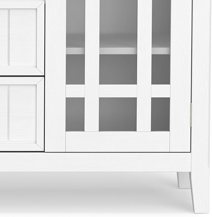 SIMPLIHOME Bedford SOLID WOOD 53 inch Wide Transitional TV Media Stand in White For TVs up to 60 inches for the Living Room and Entertainment Center
