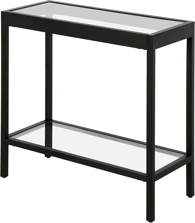 Henn&Hart 24" Wide Rectangular Rectangular Side Table in Blackened Bronze, Table for Living Room, Bedroom