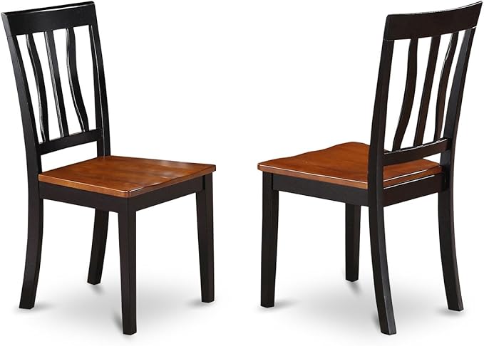 East West Furniture SUAN5-BCH-W 5 Piece Dining Set Includes a Round Dining Room Table with Dropleaf & Shelves and 4 Wood Seat Chairs, 42x42 Inch, Black & Cherry