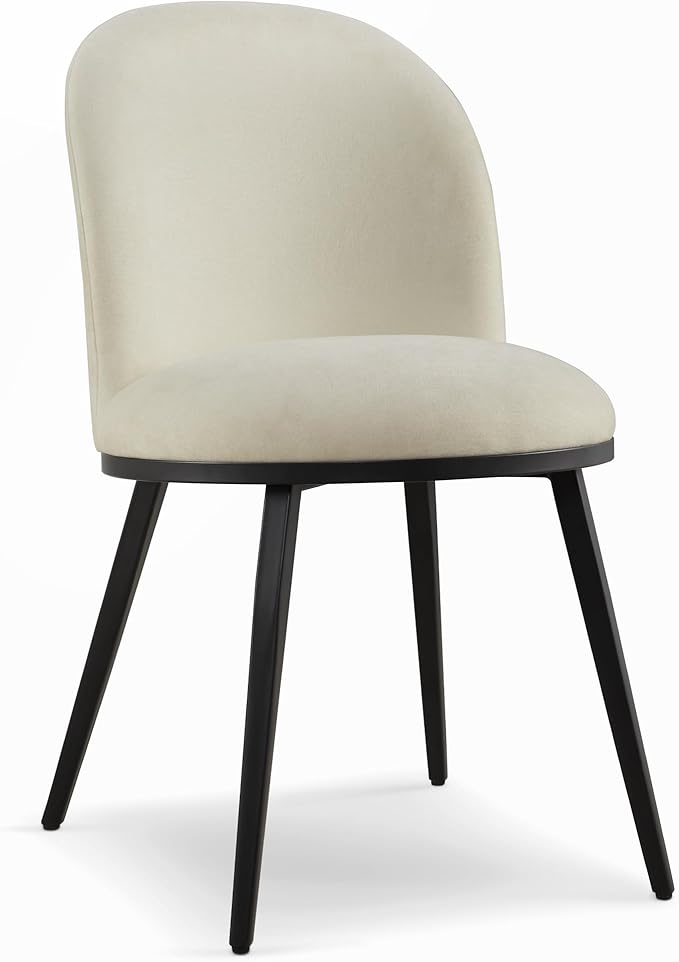 Dining Chairs Set of 2, Fabric Upholstered Dining Room Chairs with Ergonomic Backrest & Metal Legs, Modern Kitchen Side Chairs for Home, Restaurant, and Café, Sand